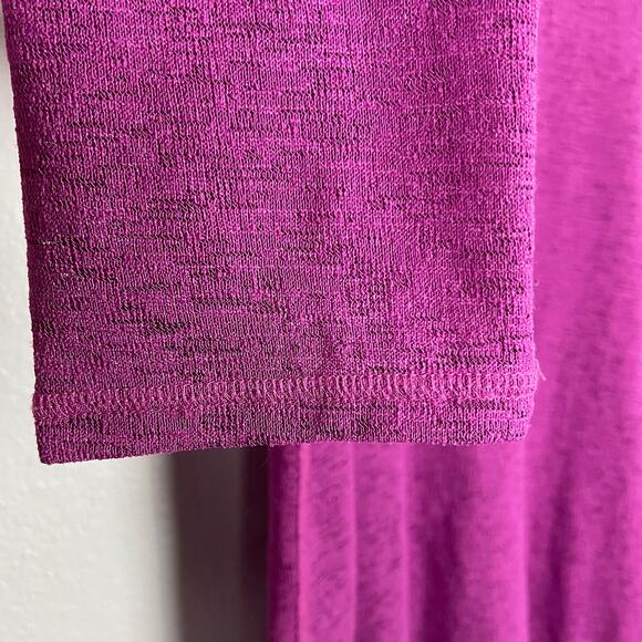 John Mark Womens XL Magenta Tunic Dress Sheer Knit 3/4 Sleeve Button Back Detail - Picture 4 of 12